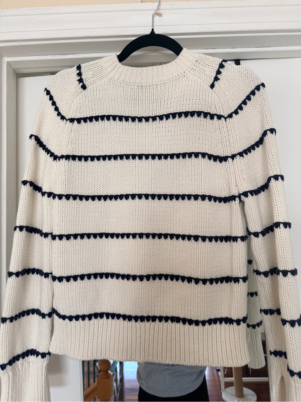 Madewell Cream Knit Sweater with Navy Stripes - Picture 2 of 7